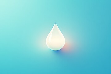 Fototapeta premium Glowing water droplet logo on blue gradient background symbolizing freshness and purity in a stylized modern design element