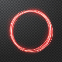 Neon red circle frame glowing light swirl for futuristic game avatar UI design on transparent background vector element © Avijit Artworks