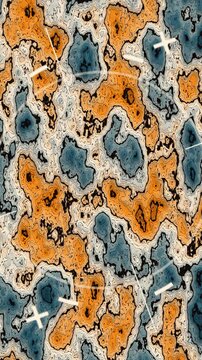 Abstract Animated Topographical Map with Cellular Patterns.