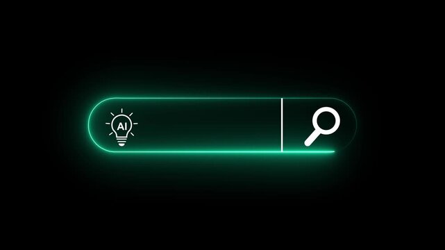 AI search bar interface concept on the transparent background. representing artificial intelligence, smart search engine, data analysis, machine learning. Motion graphics of machine learning idea.