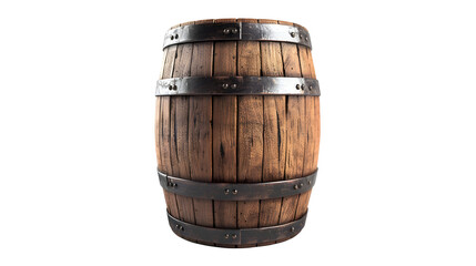 Fototapeta premium Realistic wooden barrel design with detailed wood grain and dark metal bands