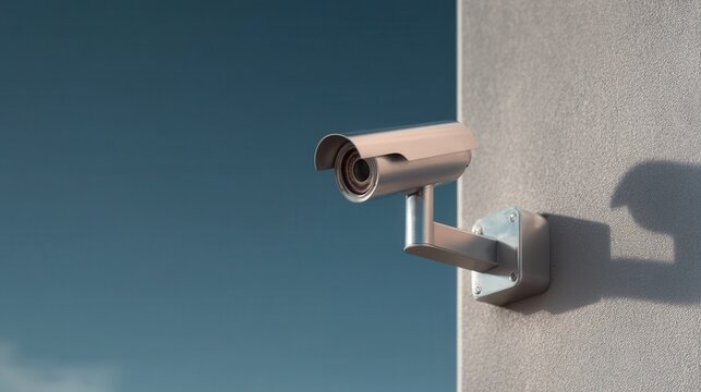 High Definition Security Camera Mounted on Wall for Monitoring and Safety