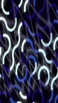 Abstract Neon Light Patterns in Blue and White on a Dark Background.