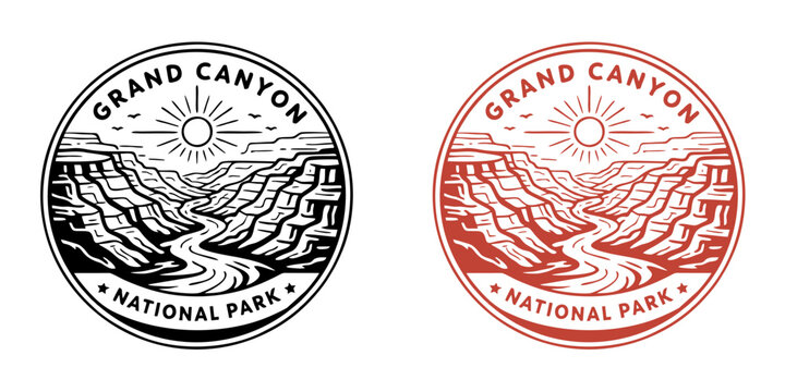 grand canyon national park monoline outdoor badge design