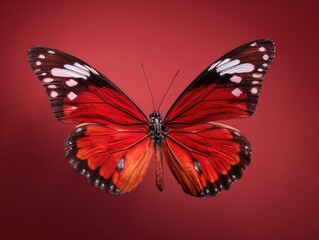 Obraz premium butterfly wings open isolated on a red background
