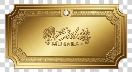 Eid mubarak gold ornate plate with arabic calligraphy design