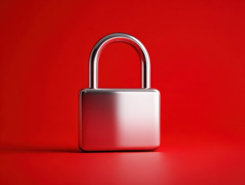 data protection lock symbol isolated on a red background