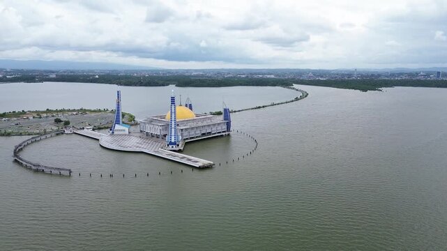 Al Alam Mosque is a landmark in Kendari, Southeast Sulawesi, Indonesia. Its unique architecture is due to its location above the sea in Kendari Bay.