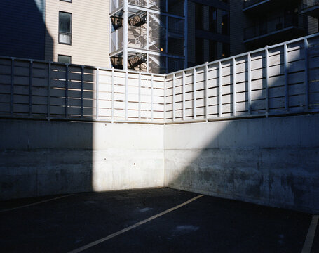 Light and shadow in a parking lot