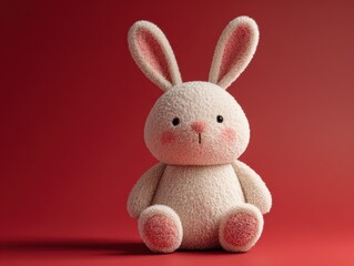 Obraz premium cute easter bunny plush isolated on a red background