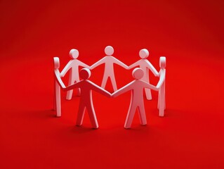 community support concept figures isolated on a red background