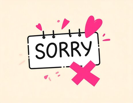 Sorry Apology Message with Heart and Cross.