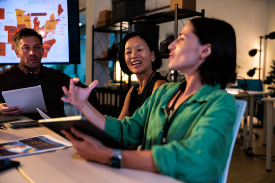 Business meeting with map presentation