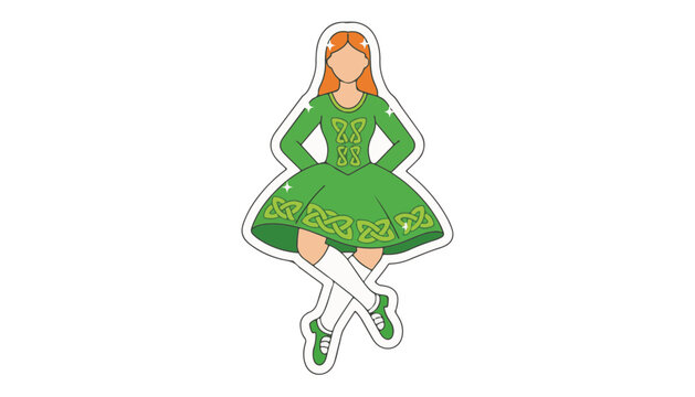 Emerald Green Traditional Irish Step Dancer Performing Celtic Folk Dance Celebration for Saint Patricks Day Festival Event