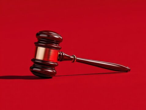 legal gavel business concept isolated on a red background