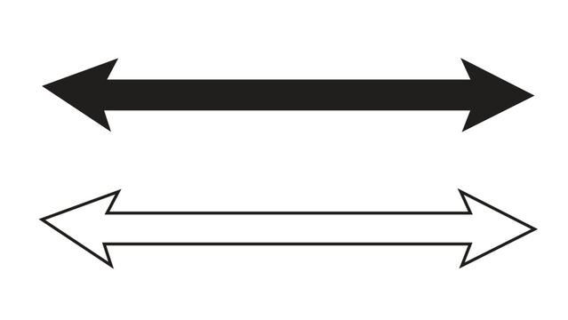 Horizontal Double-Ended Arrows: Black and Outline Versions for Directional Concepts