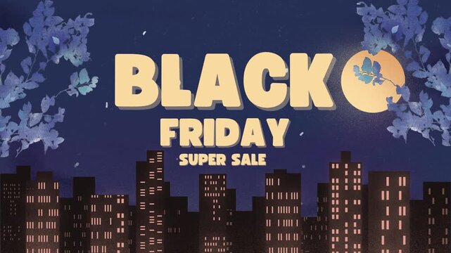 Black Friday Sale Animation 4K &ndash; New York City Skyline Background, Dynamic Urban Night Scene, Commercial Promotion Motion Graphics