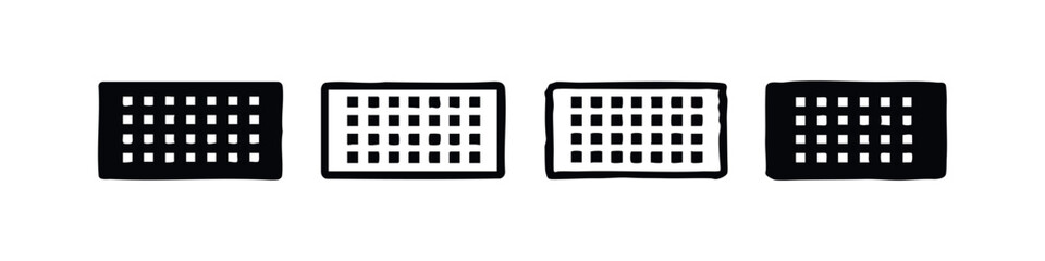 Naklejka premium Square Waffle Icon Set in Flat Design, Breakfast and Dessert Food Symbols