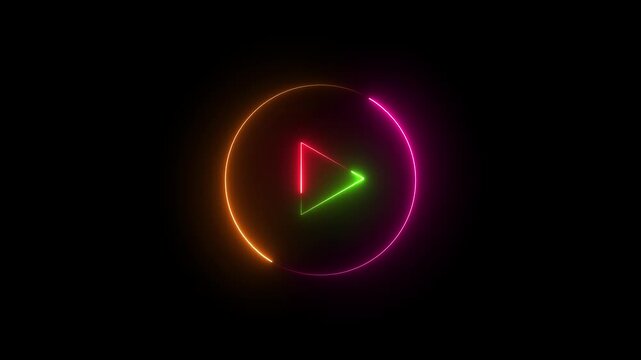 Glowing neon effect music icon. Abstract Audio icon. Glowing pink or green neon line musical note icon on black background. Neon music note icon.