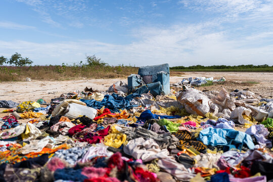 Waste landfill polluting environment in rural Senegal Africa