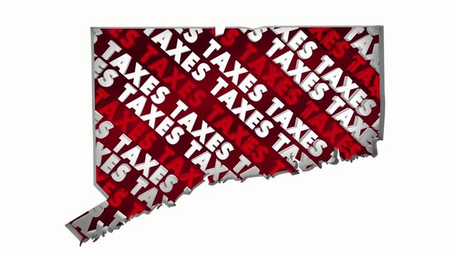 Connecticut Taxes State Map CT Income Property Rate High Pay Less File Return Refund 3d Animation