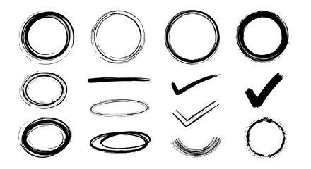 Hand Drawn Circle and Highlight Marker Vector Set
