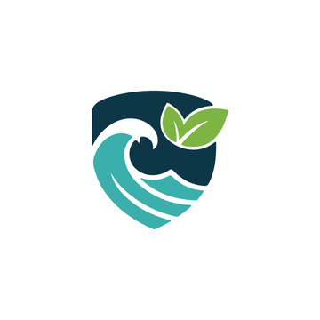An icon of leaf, sea and strom combine