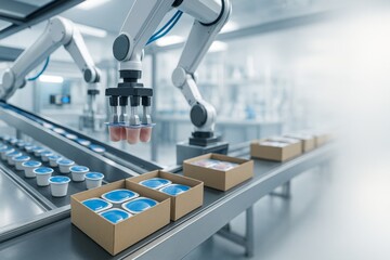 Robotic food packaging system operating efficiently in modern facility © dvoevnore