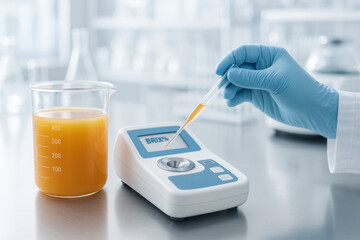 Laboratory scene with microbiologist testing food sample, background © dvoevnore