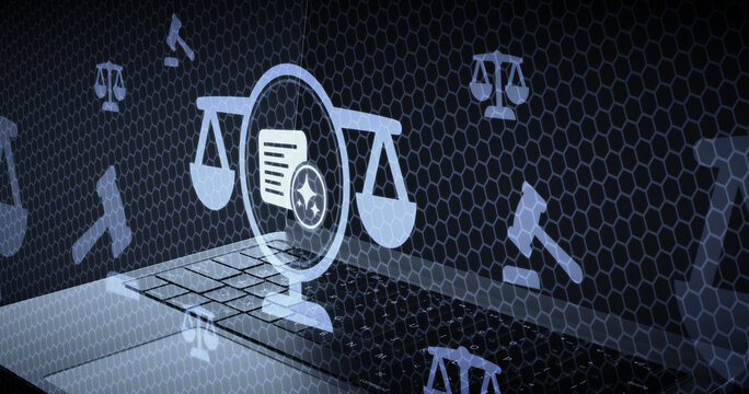 Inteligencia Artificial para la Gesti&oacute;n Documental y Derecho Administrativo con Icono de Documento y Balanza