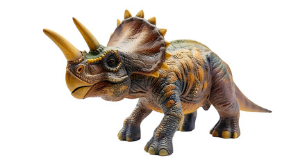 Fototapeta premium Detailed toy Triceratops dinosaur model with textured skin and horns