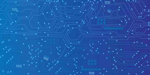 Fototapeta premium Vectors circuit board on a dark technological background.Abstract Technology Background, blue pattern with electric light, microchip, power