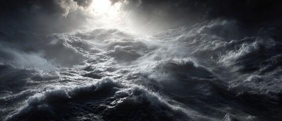 Fototapeta premium Blizzard Over Dark Sea With Dramatic Weather Effects and Moody Lighting Showing the Power of Nature