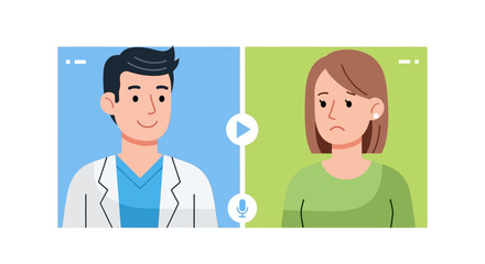 Fototapeta premium Online Doctor Consultation Video Call Vector Illustration