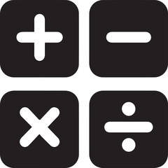 Obraz premium Minimalist Black Vector Icon of Calculator Buttons Grid – Solid Fill Flat Design UI Icon – Simple Geometric Lines Isolated on Transparent Background