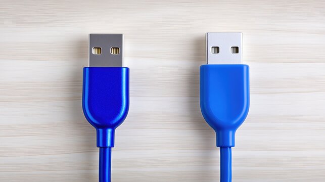 Comparison of Micro USB and USB Type C Connectors on a Wooden Surface