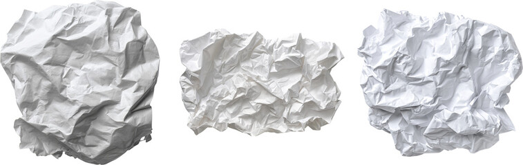 Obraz premium Set of Crumpled white paper Crinkled White Paper Texture Background Wrinkled, crumpled, and glued white paper poster texture background Close-up of crumpled white paper. A textured surface of wrinkled