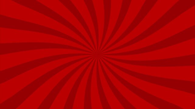 Simple Red Gradient Groovy Rays Of Comic Style Blue Swirl Sunburst Effect In Blank Horizontal Plain Background 