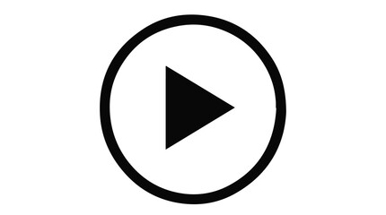 A black play button icon on a white background with a circular design.