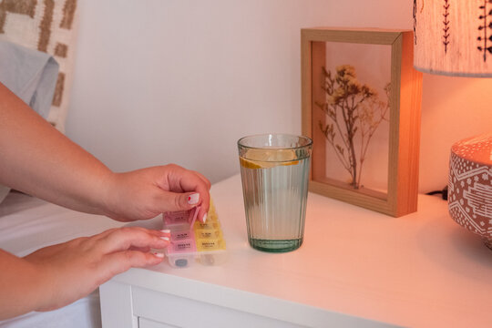 Woman taking morning pills 