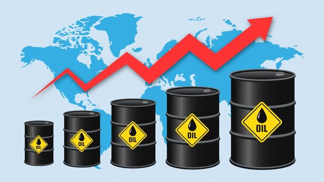 World oil barrels price goes up chart animated, 4K resolution