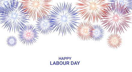 Vibrant fireworks celebrate labour day with diverse colors and patterns