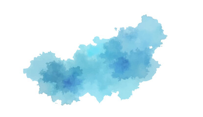 Blue watercolor paint splashes form a 3d paper silhouette illustration of a world map continent with a vector contour design for geography and cartography © SAHAD