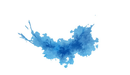 Blue watercolor paint splashes form a 3d paper silhouette illustration of a world map continent with a vector contour design for geography and cartography © SAHAD