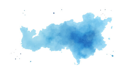 Blue watercolor paint splashes form a 3d paper silhouette illustration of a world map continent with a vector contour design for geography and cartography © SAHAD