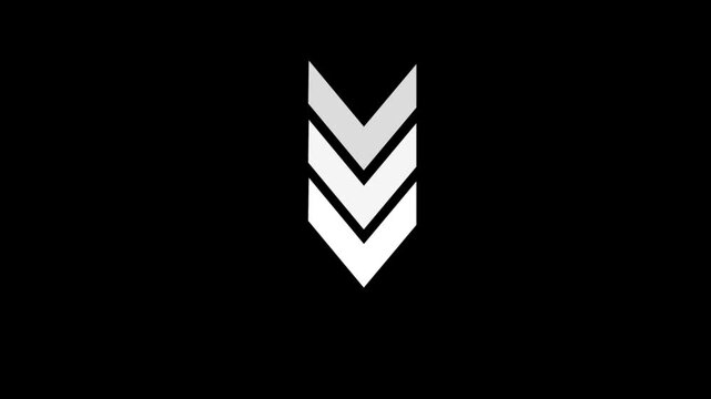 Right-directional arrow loop animation on black background. Arrow loading icon concept animation. Animated arrows for the overlay video