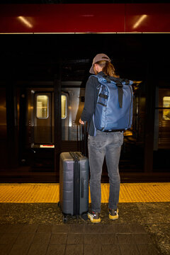 Man waits for the subway train
