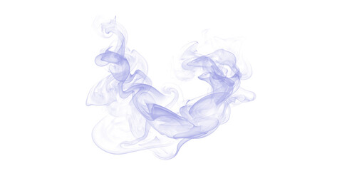 Ethereal purple smoke trail abstract vapor mist isolated on black background for cinematic overlay and creative designs