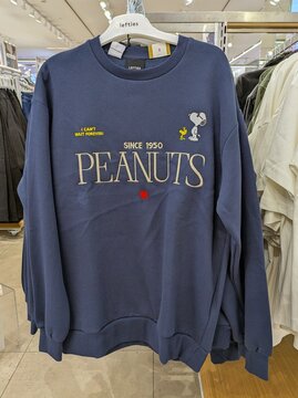 Sudadera con Snoopy y texto Peanuts en tienda Lefties de Madrid, Espa&ntilde;a, 8 de febrero de 2026