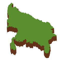 Obraz premium Uttarpradesh State 3D Map Illustration – India Political Map with Shadow Effect Vector
